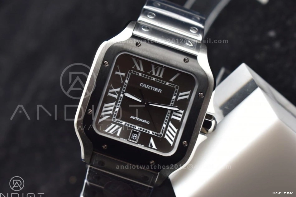 MIYOTA Cartier Bracelet Edition Best 3KF Santos SS on de NewStyle Black 1:1 40mm SS Bezel Dial 1049 White 0204